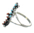Turquoise And Coral Needlepoint Sterling Silver Ring Size 5-3/4 FX91950